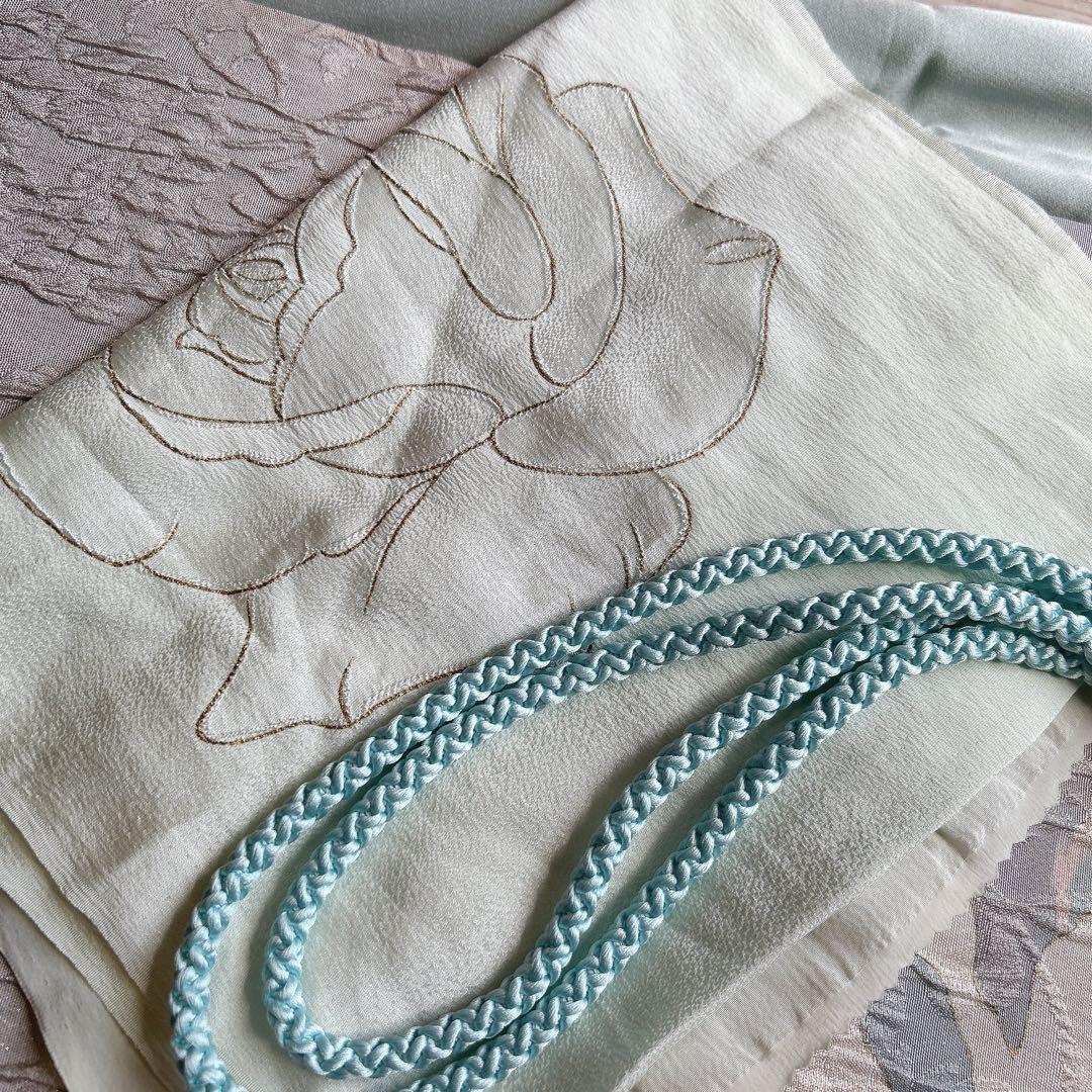 訪問着　フルセット　正絹　付け下げ　着物　海　泡　千地泰弘　作家物　A0