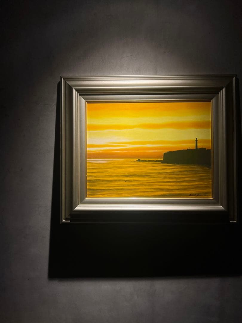 朝隈敏彦【犬吠埼の朝焼け】油彩画　サインあり