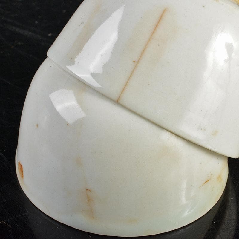 中国　大明成化年製款　青花　煎茶碗　五客　古竹　崇菊銘　碗筒付　D　R6835