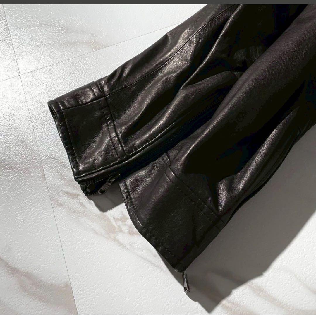 極美品◆エンメティ レザー シングルライダース ジャケット シープスキン XL