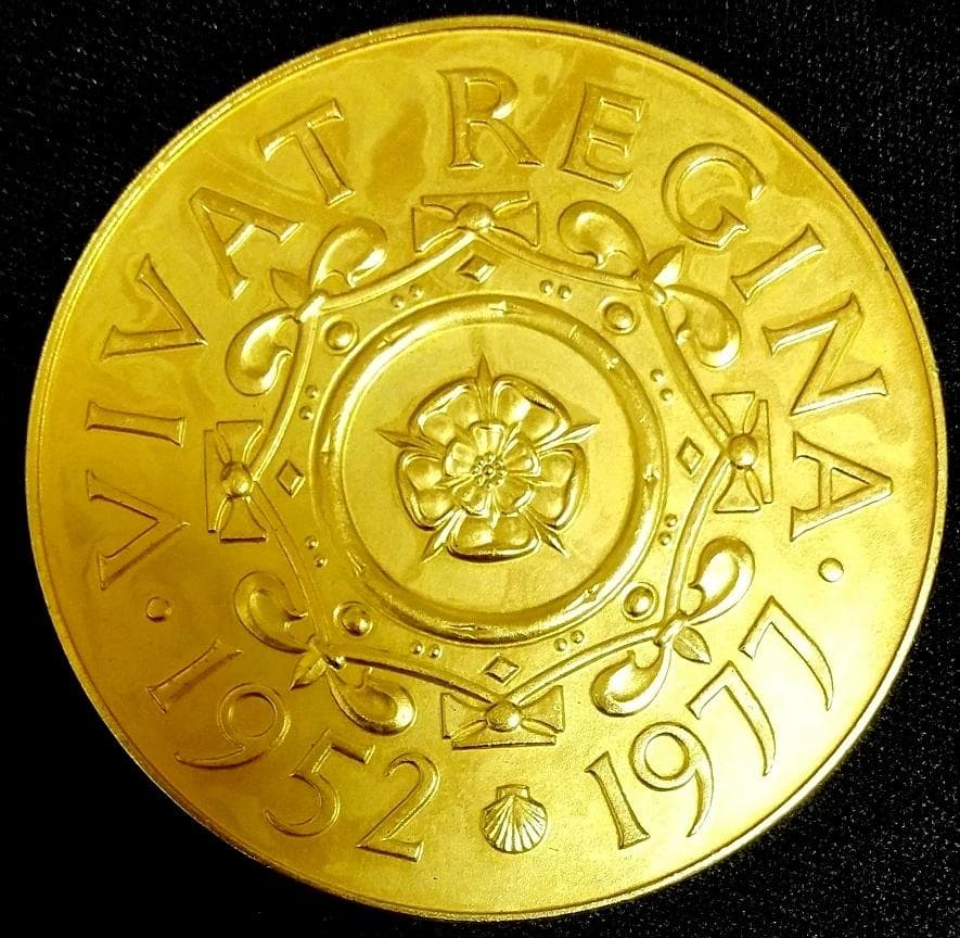 大型46mm 1977年 イギリス シルバージュビリー ギルドメダル 金メッキ銅