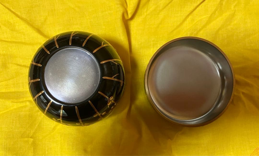 茶道具　槍梅蒔絵　内銀地　大棗　呉藤穣太郎　中古品　1点