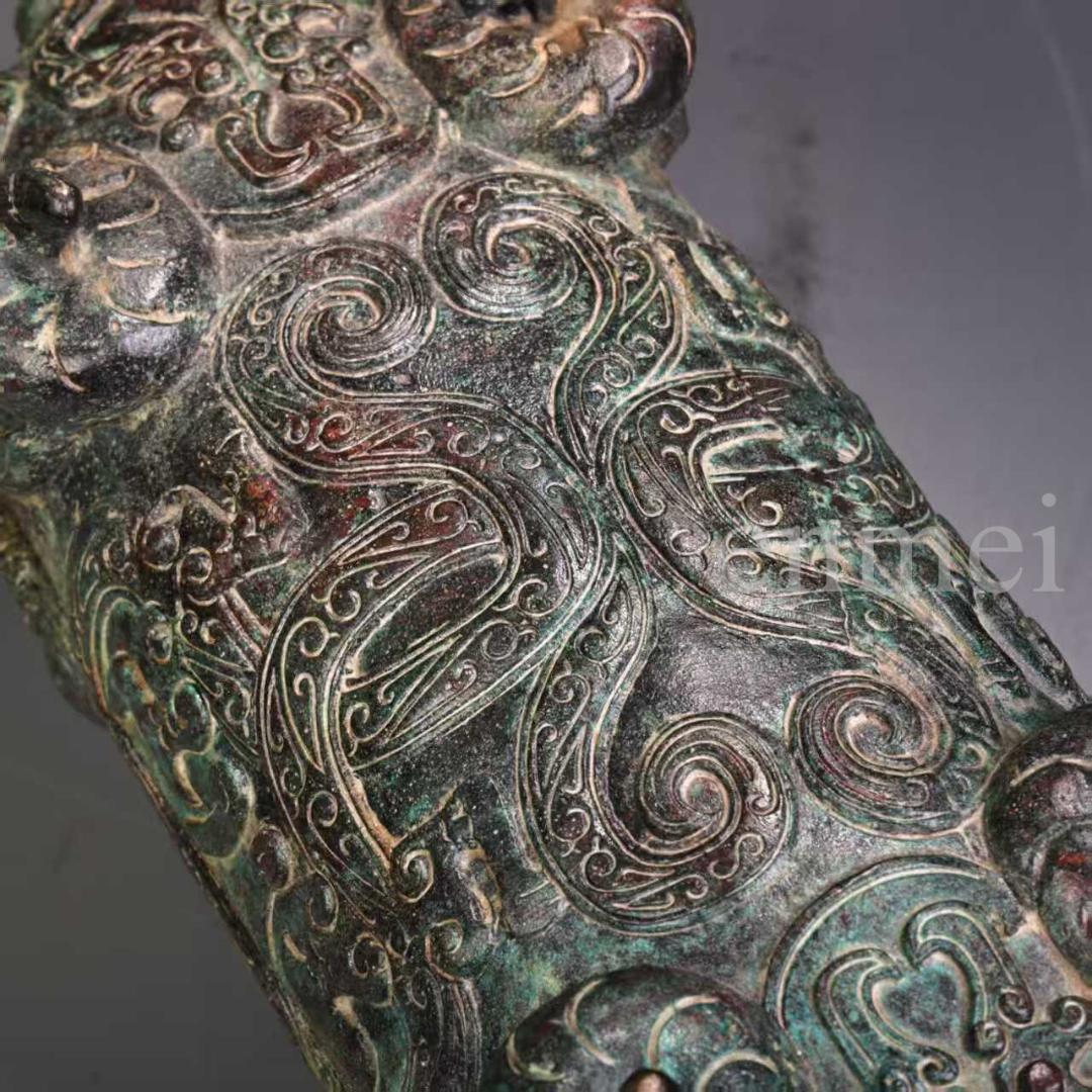 中国古美術・珍品旧藏・青銅器 豚形 食盒 蓋物 香炉 彫刻文様・置物・風水開運