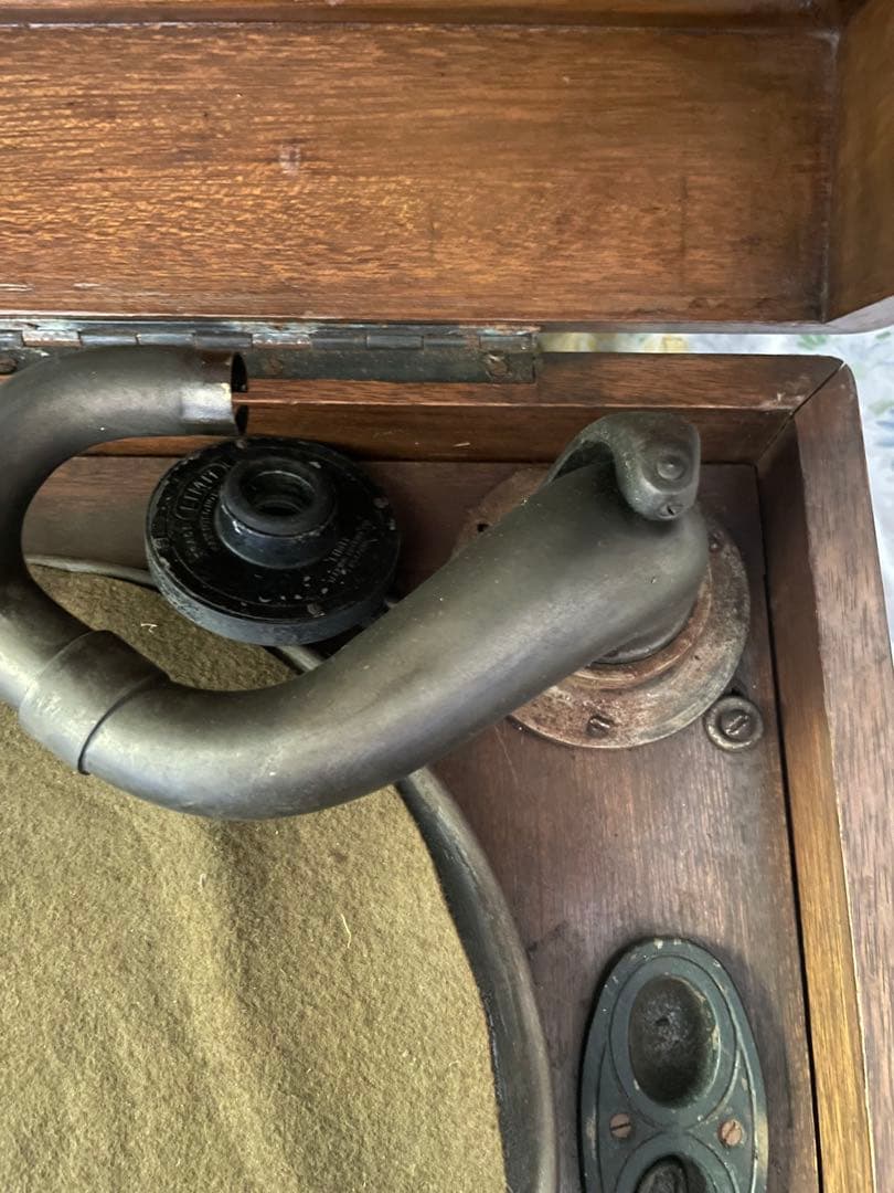 ZEPPELIN 手巻き蓄音機 木製キャビネット 昭和初期 アンティーク 現状品