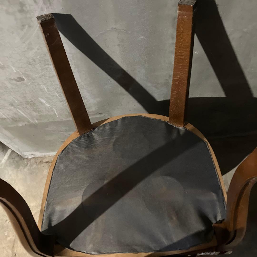 アンティーク 西洋 ダイニングチェア ストライプ レッド ヴィンテージ ネコ足