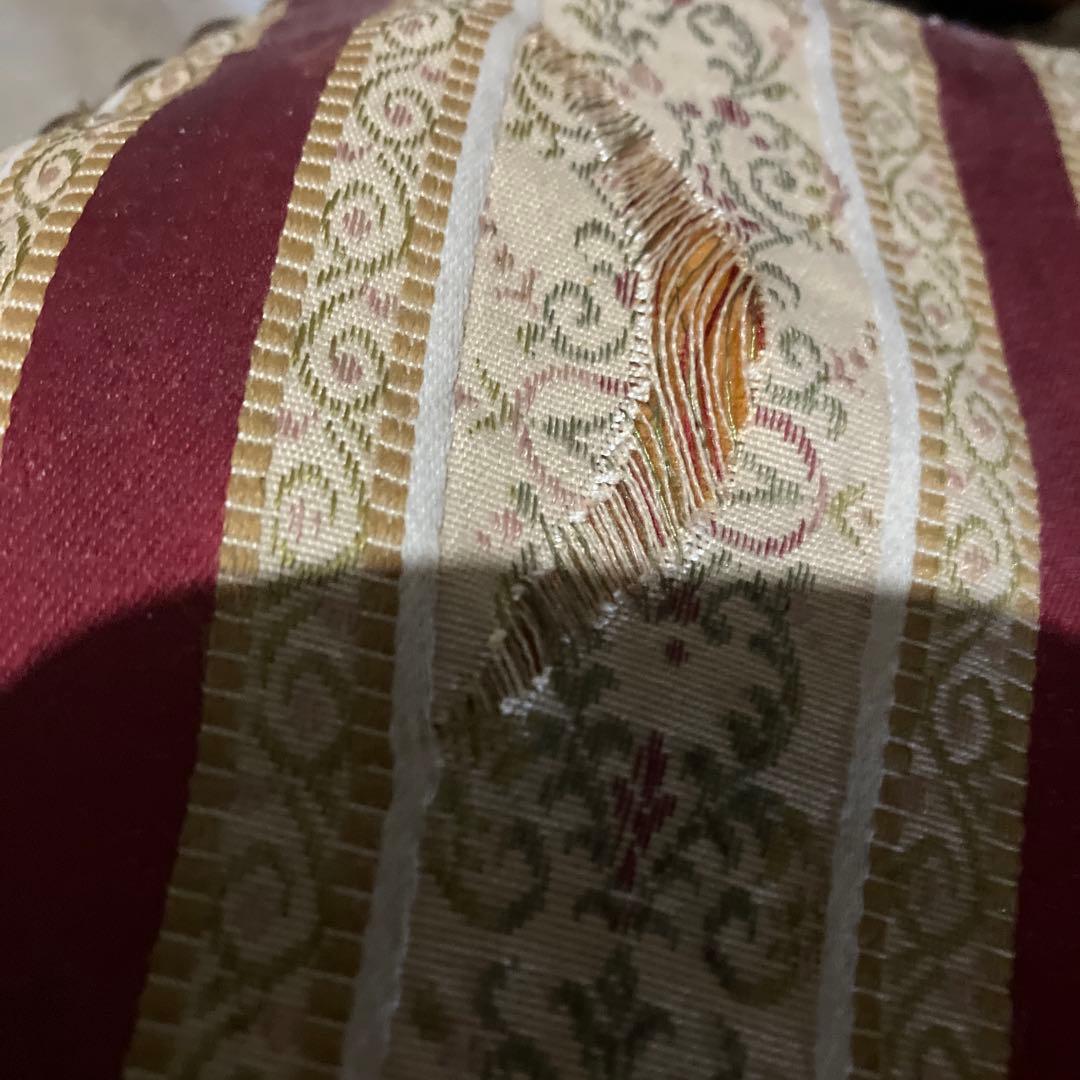 アンティーク 西洋 ダイニングチェア ストライプ レッド ヴィンテージ ネコ足