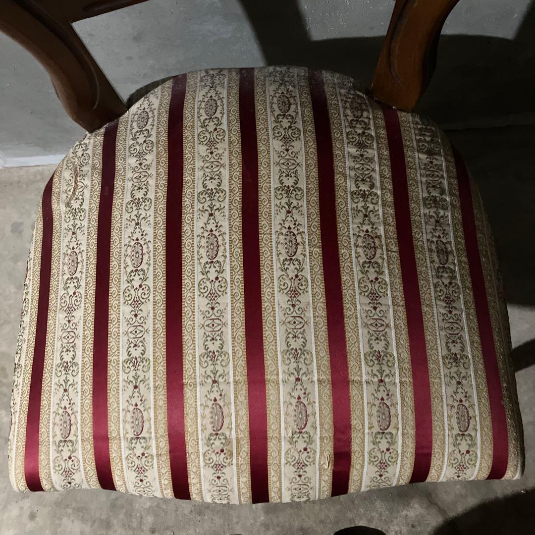 アンティーク 西洋 ダイニングチェア ストライプ レッド ヴィンテージ ネコ足