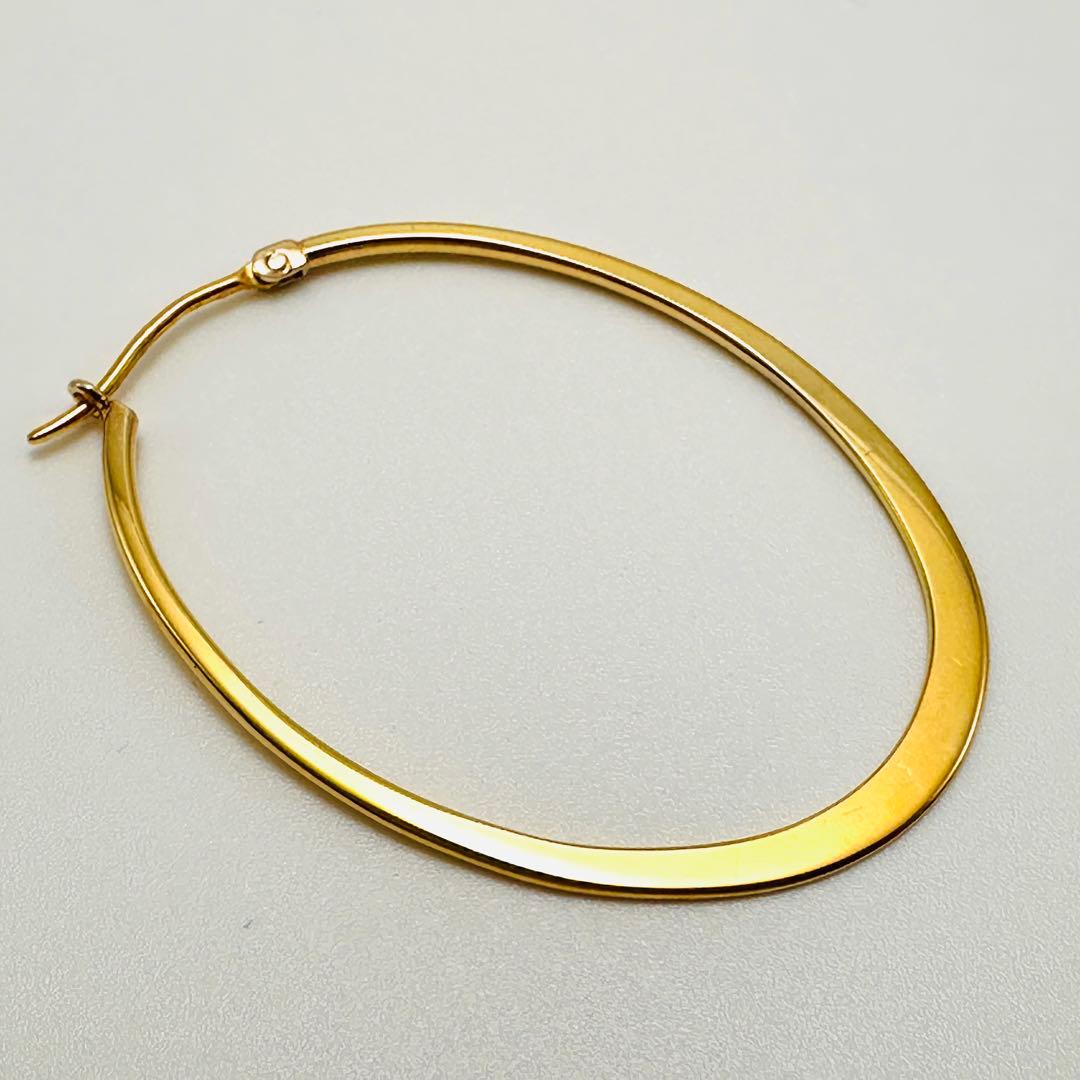 COCOSHNIK　オーバル　フープピアス　シルバー×K10　ゴールド