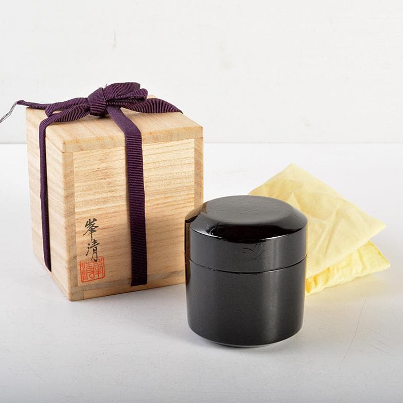 茶道具　加賀蒔絵　塗師　峯清作　花文棗　共箱　V　6182
