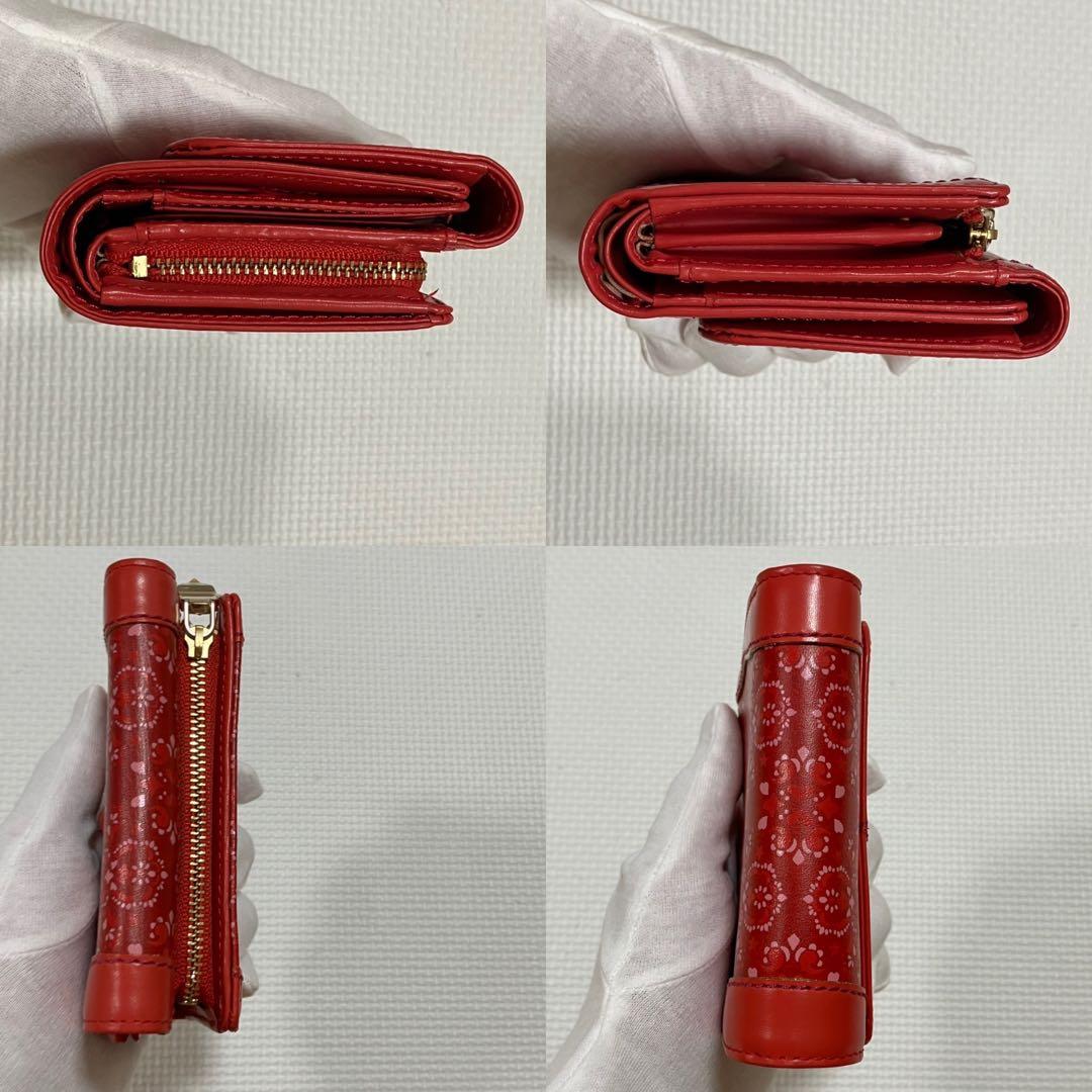 ・未使用　ANNA SUI アナスイ　レザー三つ折り財布　ルビー