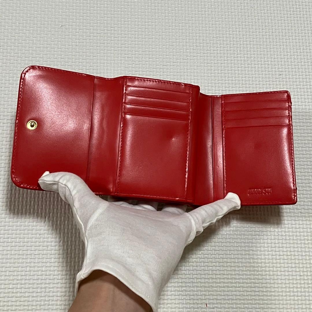 ・未使用　ANNA SUI アナスイ　レザー三つ折り財布　ルビー