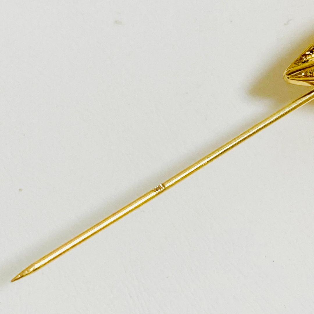 ダイヤ調の石とルビー調の石のフラワーモチーフブローチ k18??