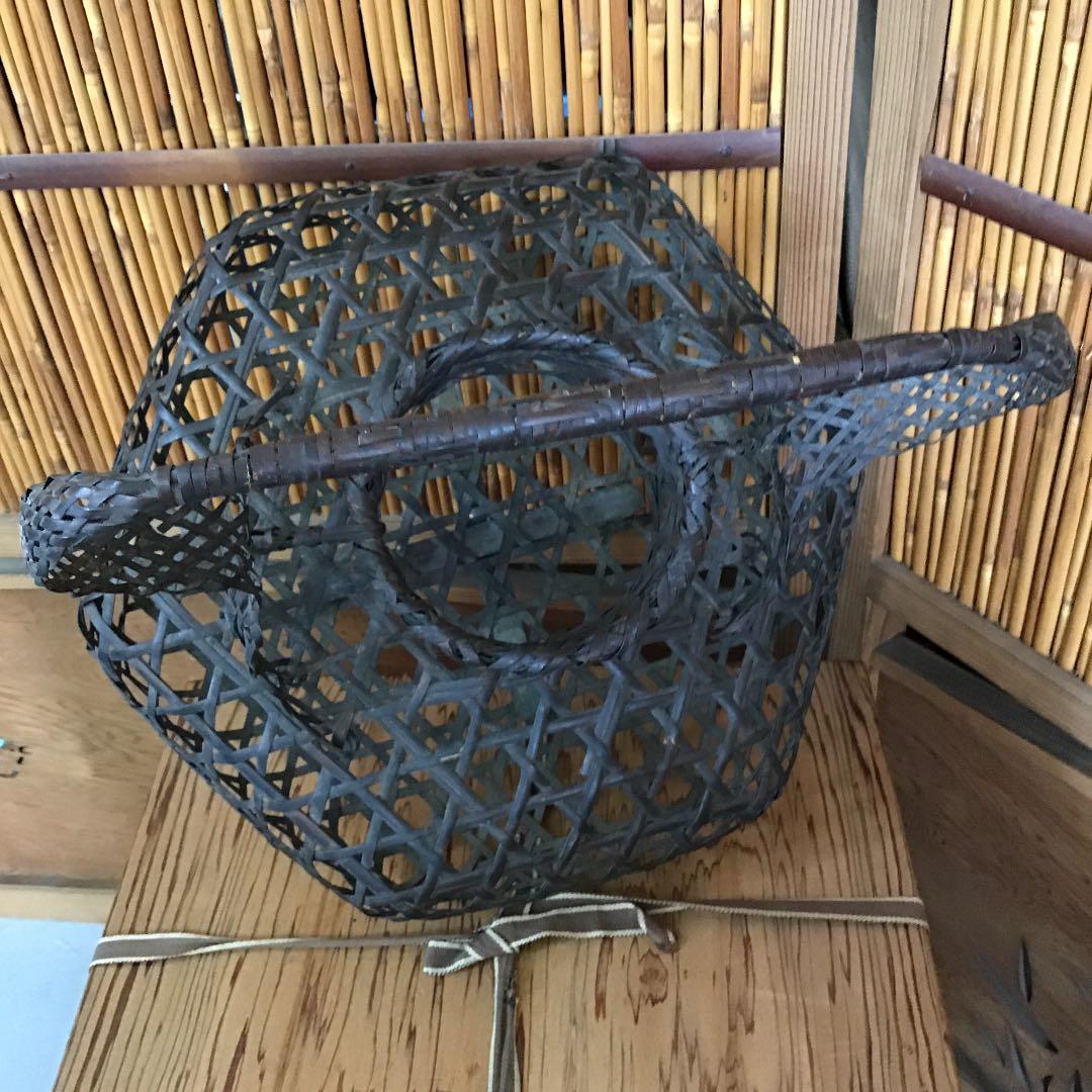 骨董品 華道道具 花噐 竹花入 樂只好 共箱 S16KH