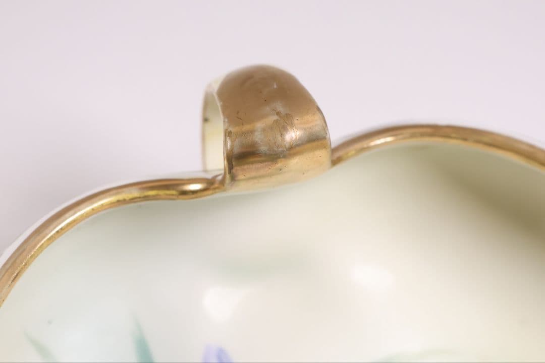 【CM307】オールドノリタケ 草花 三耳 皿 鉢 幅18.3cm 金彩 水仙