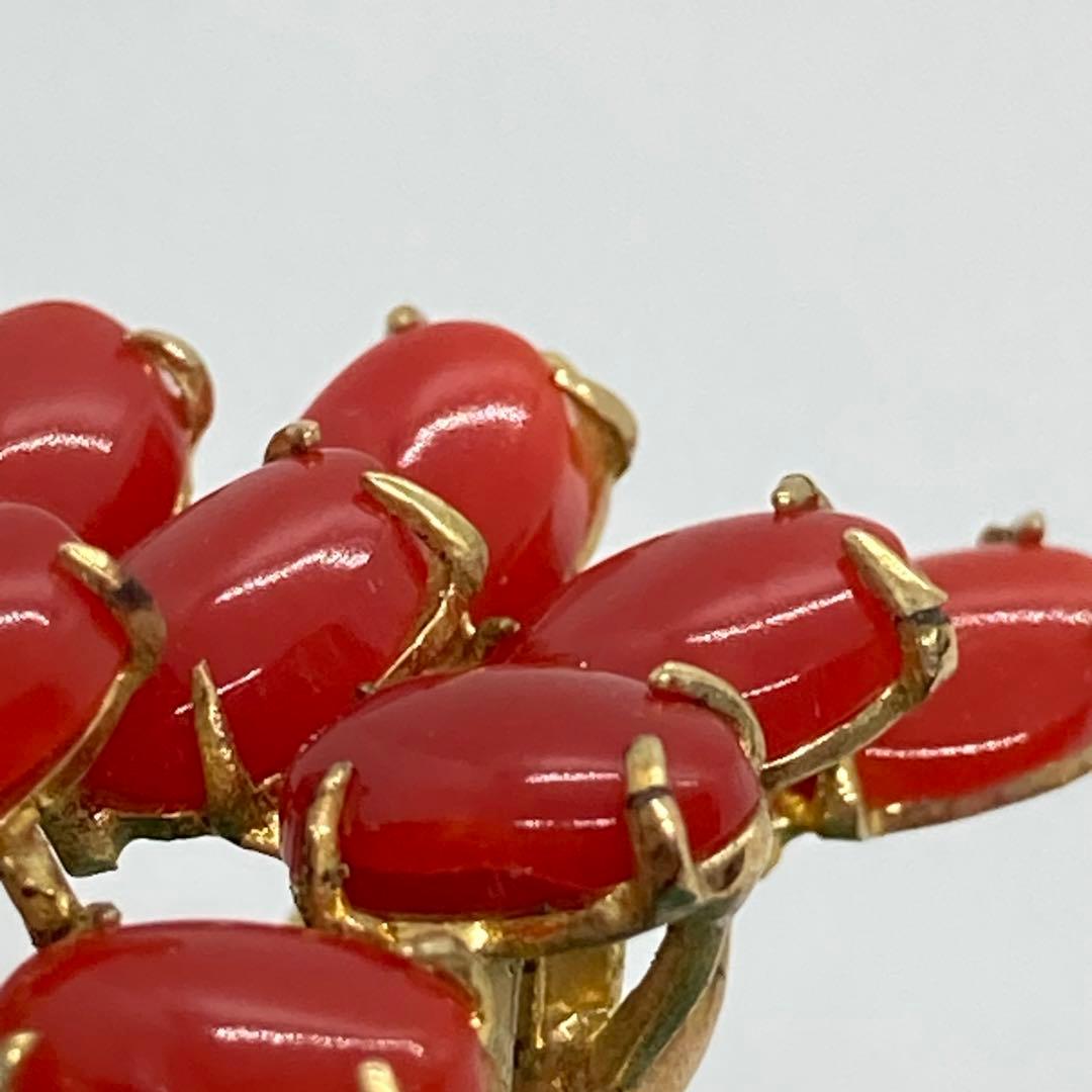 031509 血赤珊瑚　さんご　サンゴ　ビンテージ　ブローチ　帯留め