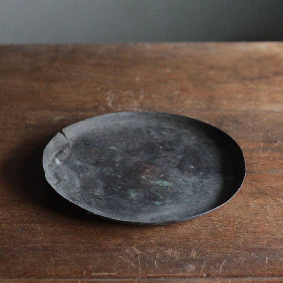 緑青が出た 古い 銅 トレイ 独酌盆 古道具 アンティーク 古美術