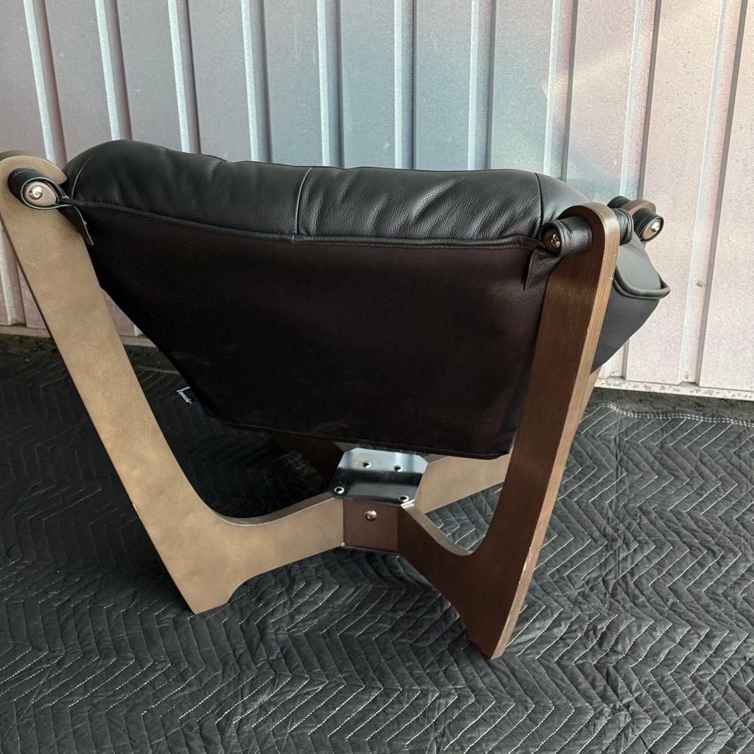 ギャラクシー ルナ ローバック パーソナルチェア 革張 ブラック　本革