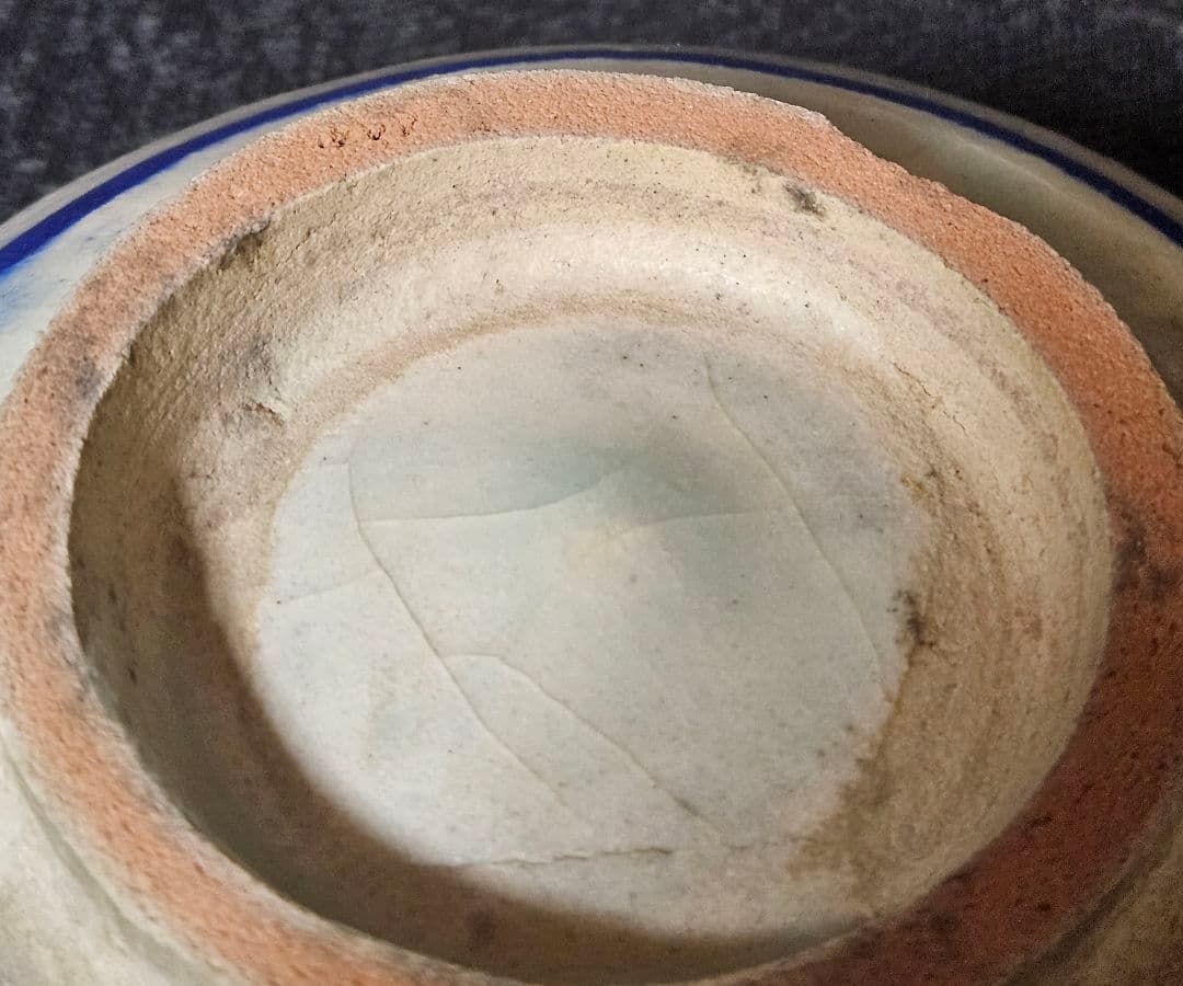 【本物保証❗】イスラム陶器　古代ペルシャ古陶　ラピスラズリ釉　花に格子文様　鉢