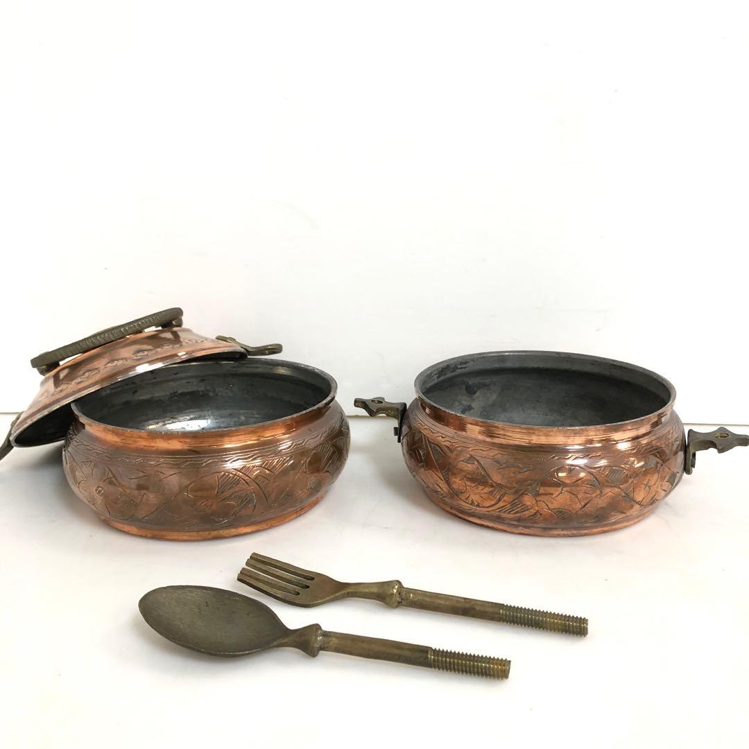 【現状品】真鍮製お弁当箱2段　アンティーク　インテリア　ビンテージ