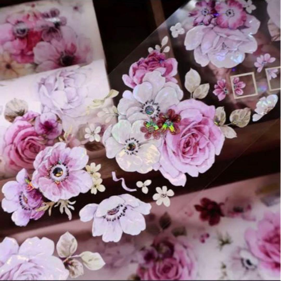 贝壳光 6cm×5m 紫雾纱 海外マスキングテープ　海外マステ　花