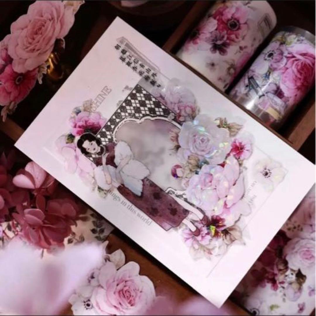 贝壳光 6cm×5m 紫雾纱 海外マスキングテープ　海外マステ　花