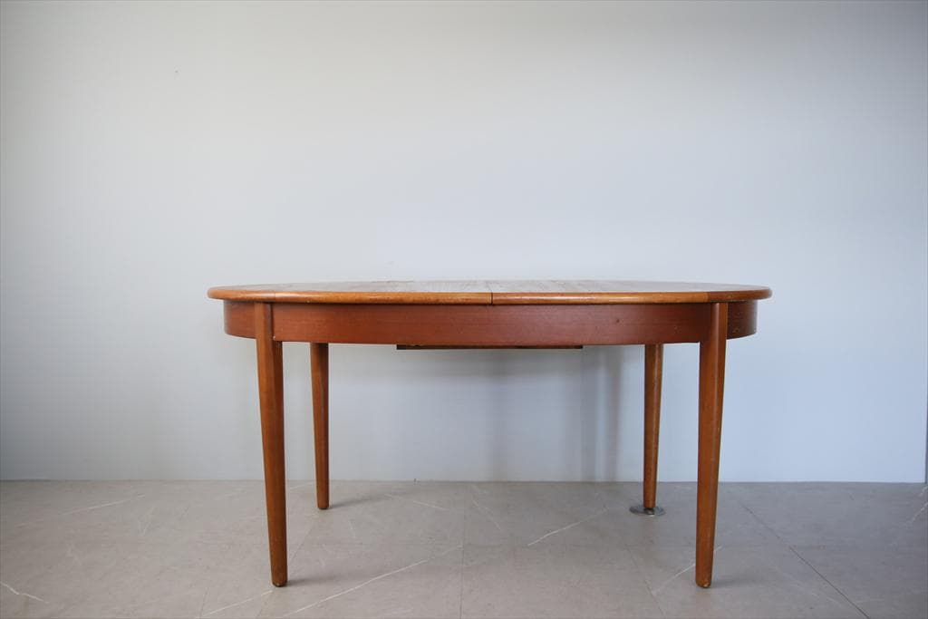 英国アンティークチーク古木オーバルテーブル/伸張式木製ダイニング机(89-158