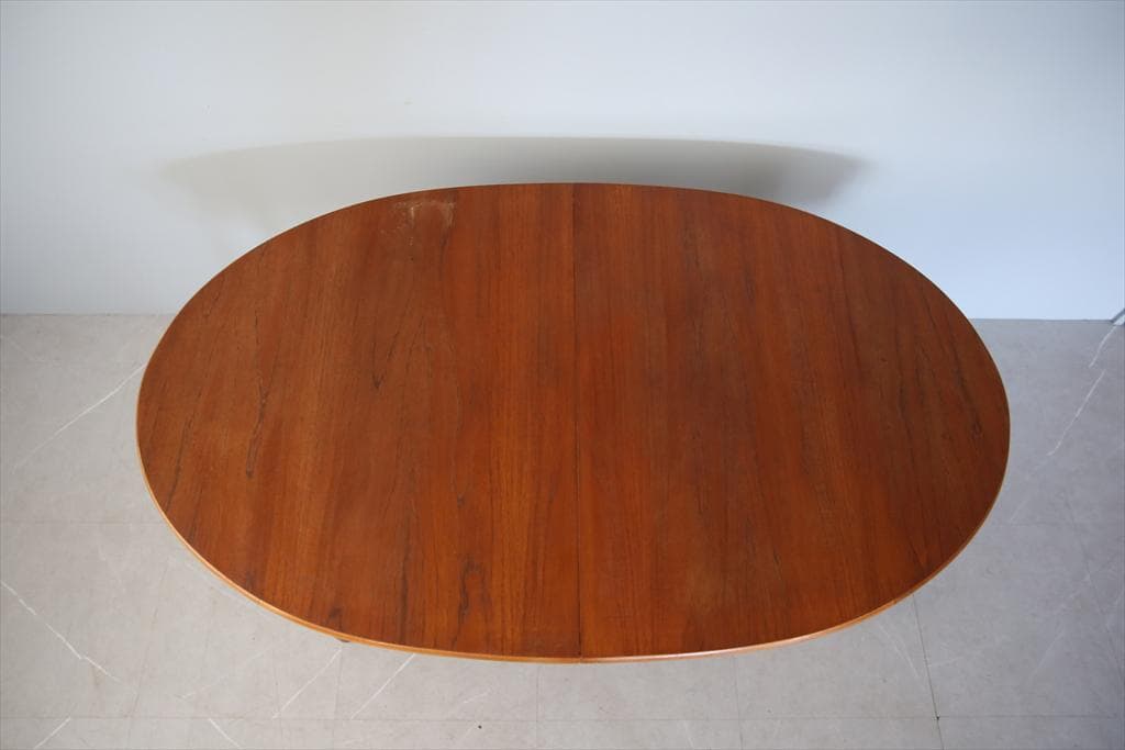 英国アンティークチーク古木オーバルテーブル/伸張式木製ダイニング机(89-158