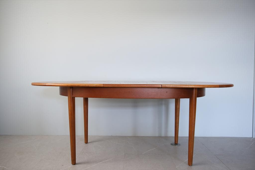 英国アンティークチーク古木オーバルテーブル/伸張式木製ダイニング机(89-158