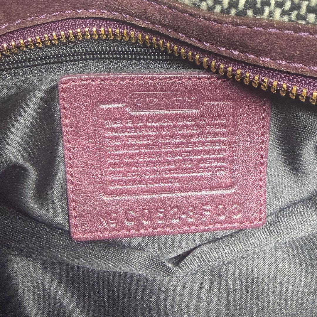 ✨️極美品✨️コーチ スエード ソーホー ターンロック ハンドバッグ ツイード 金具