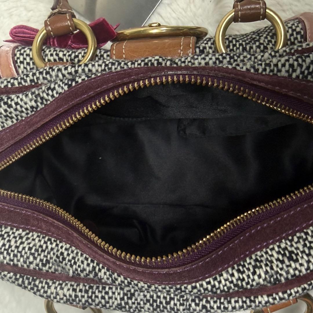 ✨️極美品✨️コーチ スエード ソーホー ターンロック ハンドバッグ ツイード 金具