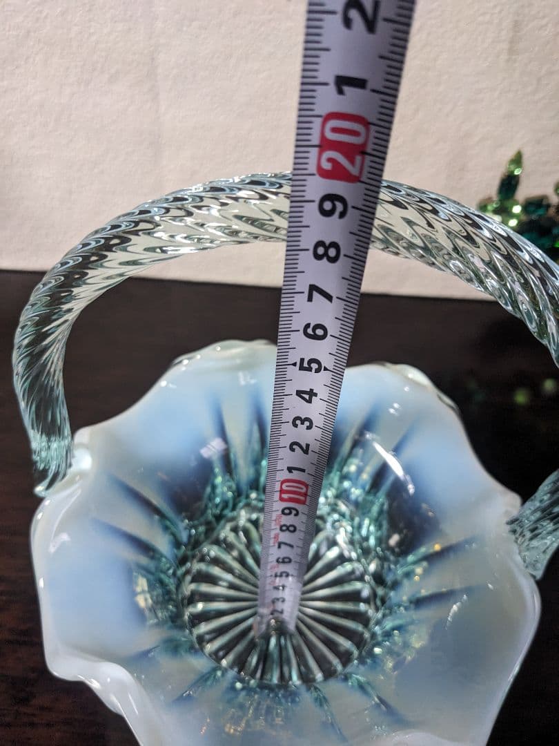 フェントン　ブルーオパルセントガラス　取って付き　お菓子入れ　小物入れ