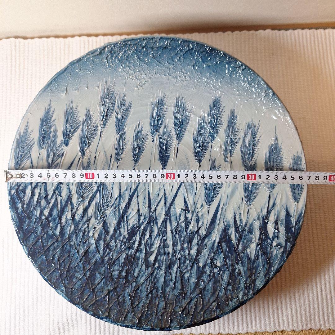 有田焼　草場正人作　染付大皿　日展陶芸作家　箱付　外寸370mm深さ75mm