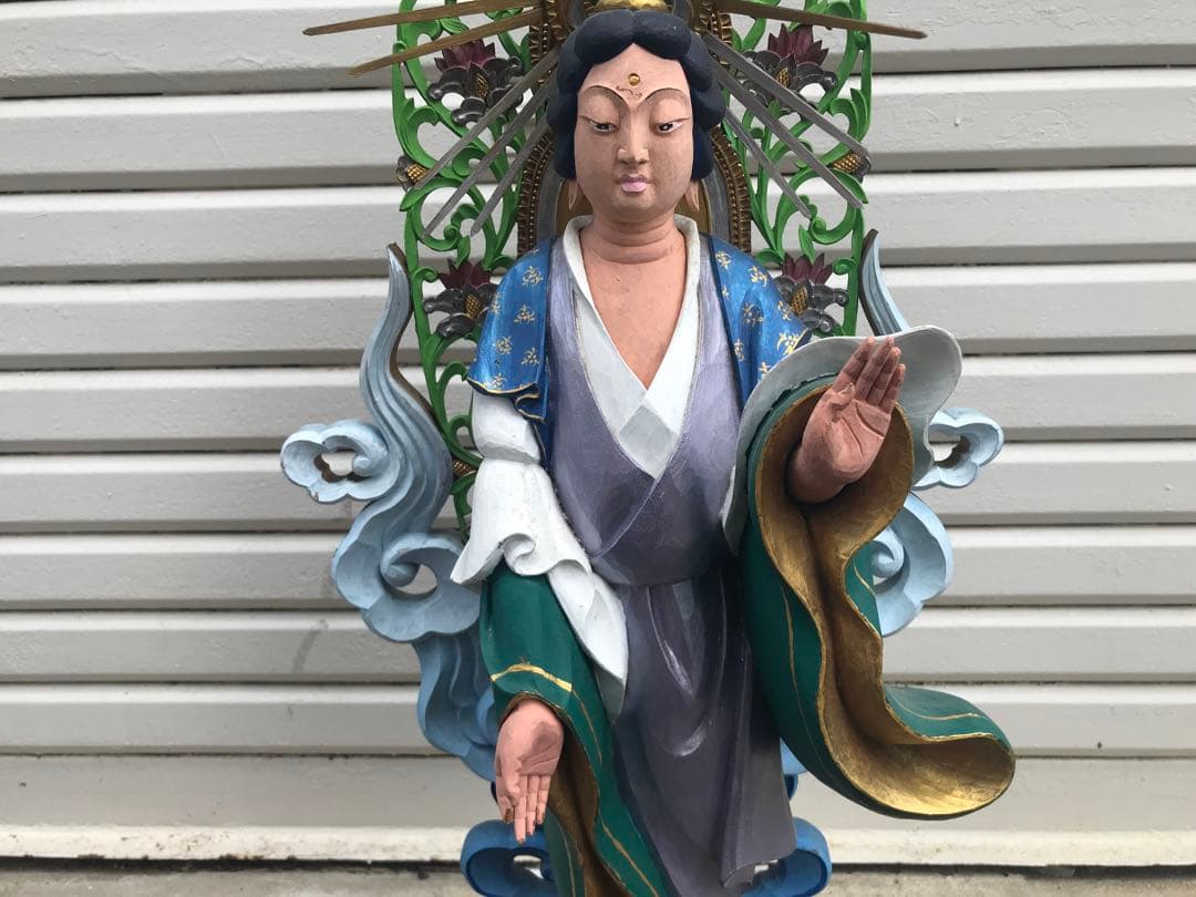 観音像　木彫　彩色仏像　全身　置物