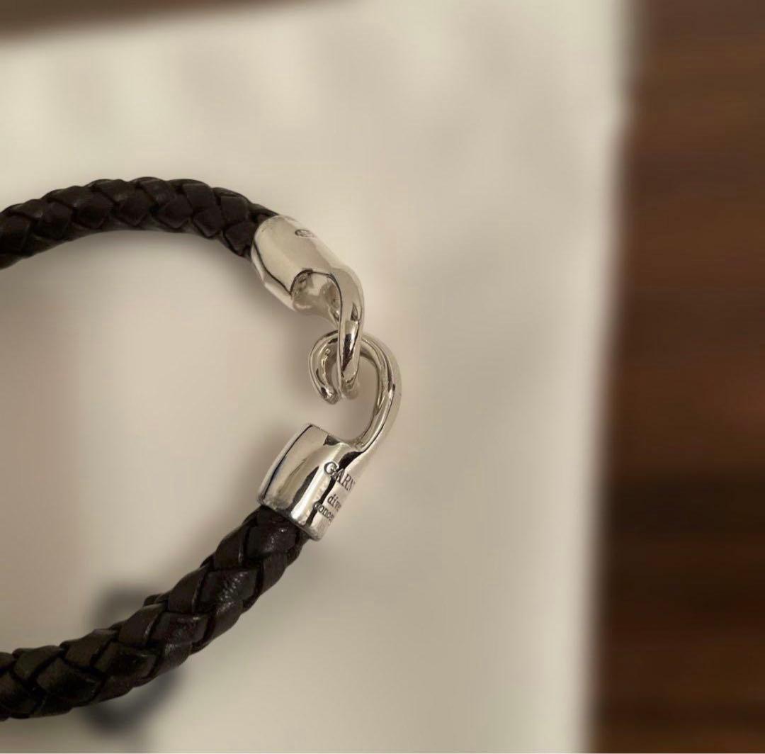 GARNI ダークブラウンレザーブレスレット　ガルニ　シルバー 編み込みタイプ