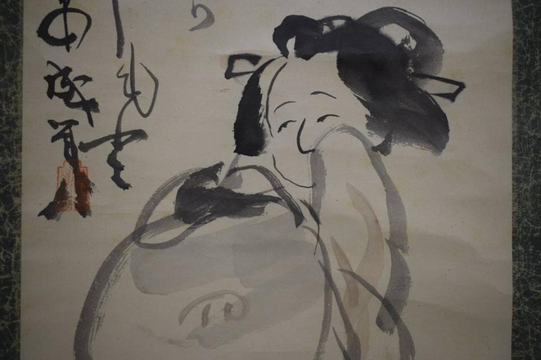 不詳/作者不詳/美人画賛/布袋屋掛軸HJ-782