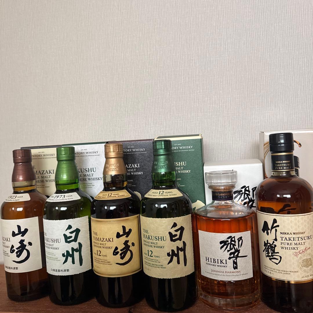 山崎12年・白州12年・山崎・白州・響・竹鶴 ウイスキー ６本セット
