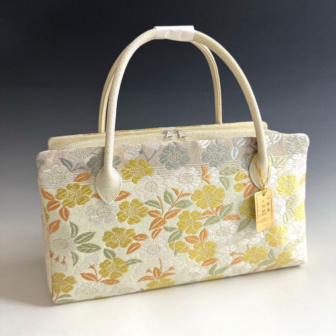 新品未使用 ！！特別セール！！京都 西陣 正絹 帯使用 利休バッグ　25122