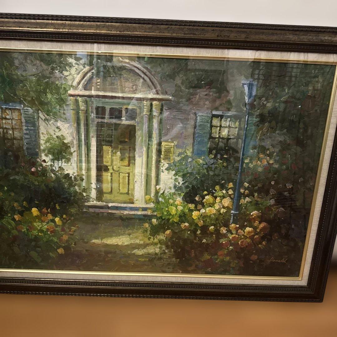 Donald’s 作　風景画 ドアと庭の油彩画
