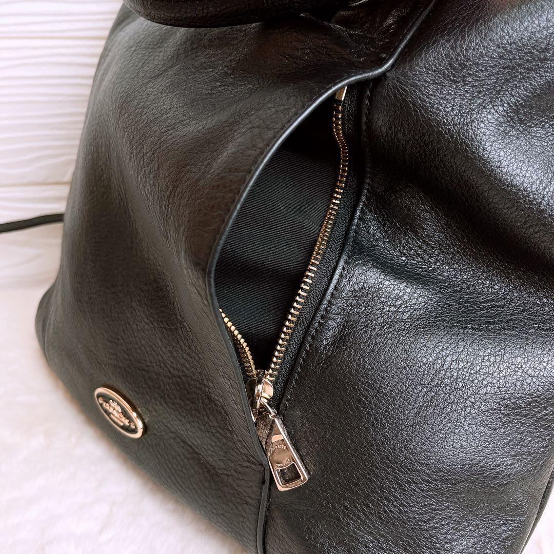 極美品☆COACHコーチ 2wayショルダーバッグ ブラック レザー大容量 A4