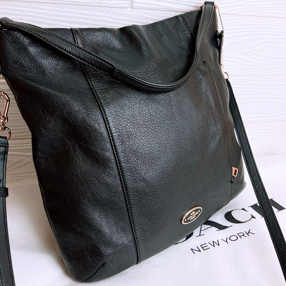 極美品☆COACHコーチ 2wayショルダーバッグ ブラック レザー大容量 A4