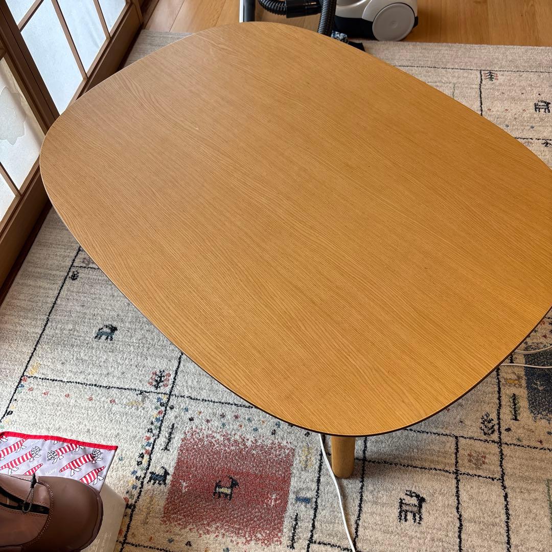 無印　木製楕円形電気こたつ 約120cm x 80cm 訳あり