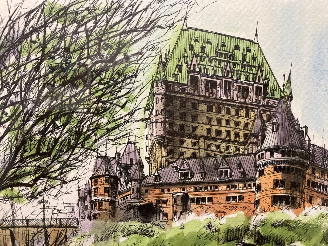 リトグラフ【ジェームス・フォード】 「シャトー・フロンテナック」 大判 新品額装