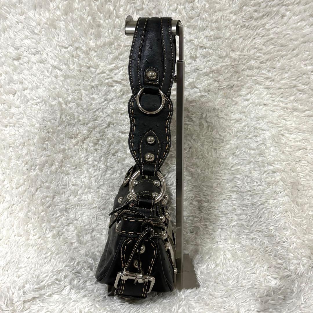 GUESS ゲス　Y2K ショルダーバッグ スタッズ　オーストリッチ型押し