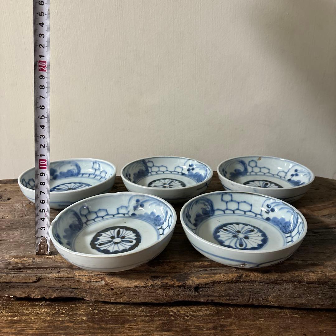 古伊万里膾皿　5点(窯傷有り)なます皿　古道具　アンティーク　検:白洲正子　李朝