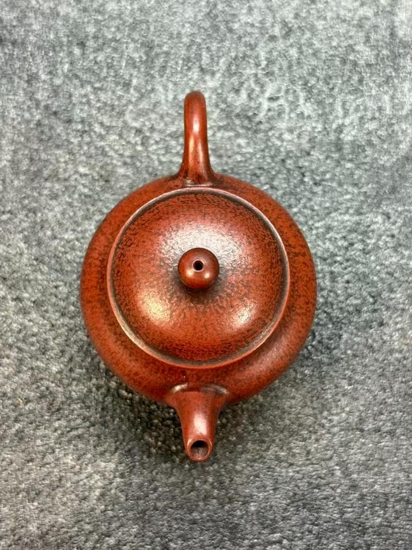 【孟臣 底款 刻漢詩 日色冷青松】紫砂壷 朱泥 段泥 煎茶道具 急須 単孔口