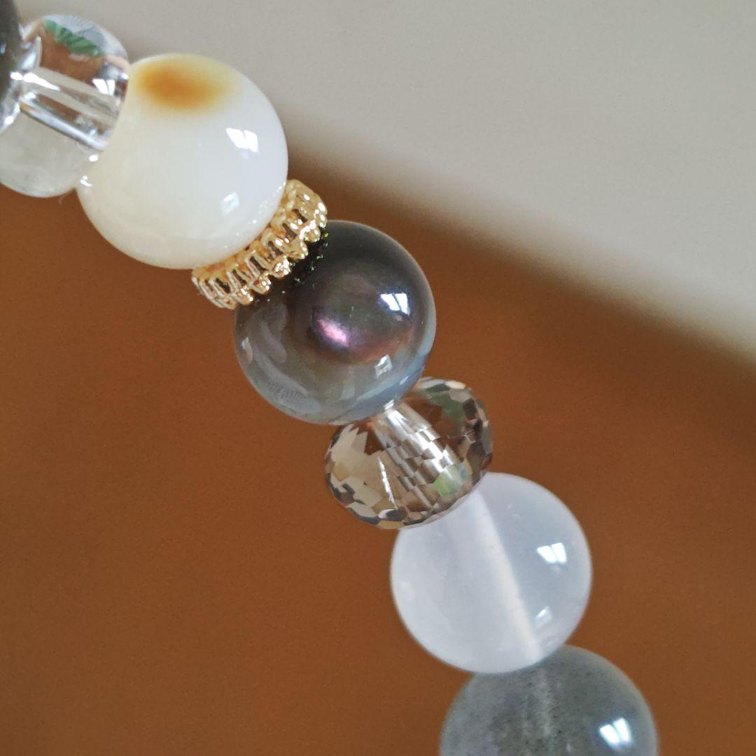 専用です♡レアバイカラー水蓮花天珠、黒蝶貝、白蝶貝、グアテマラ産翡翠、スキャポラ