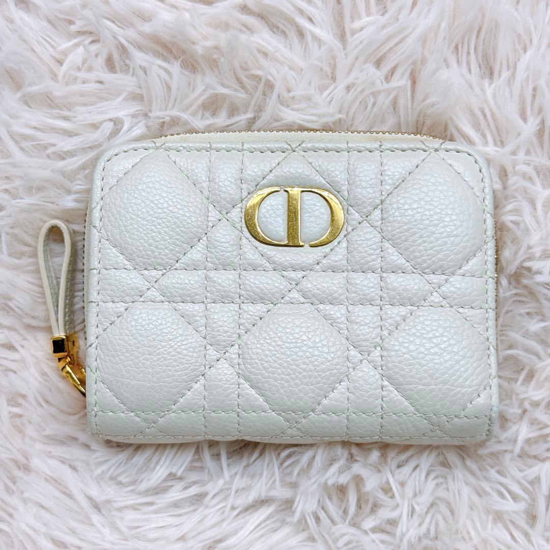 極美品✨ディオール カナージュ カロ キルティング 二つ折り財布 アイボリー