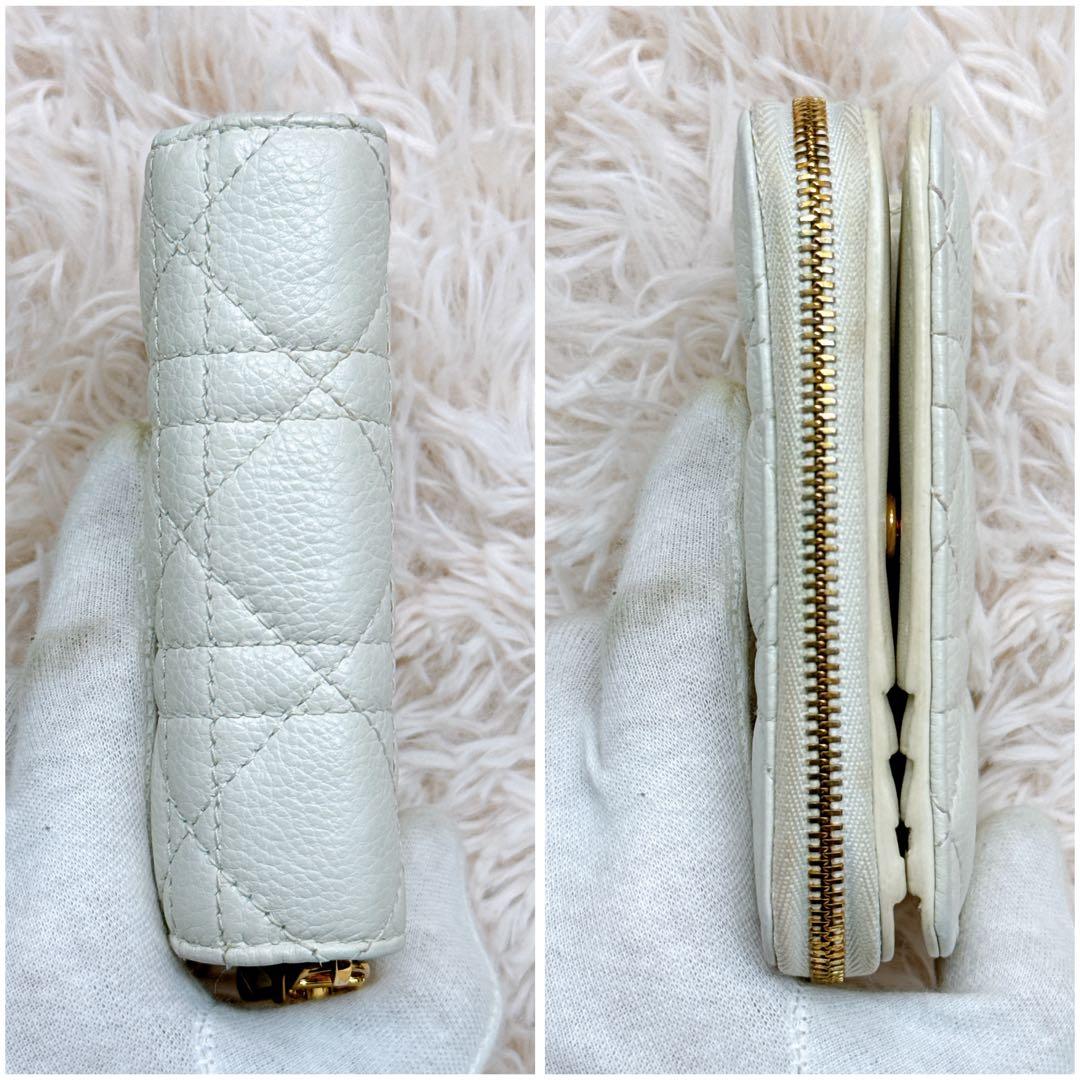 極美品✨ディオール カナージュ カロ キルティング 二つ折り財布 アイボリー