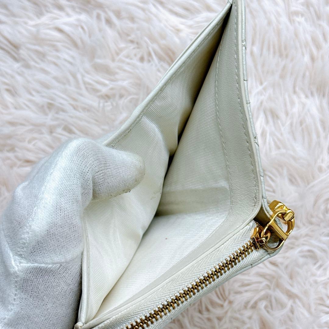 極美品✨ディオール カナージュ カロ キルティング 二つ折り財布 アイボリー