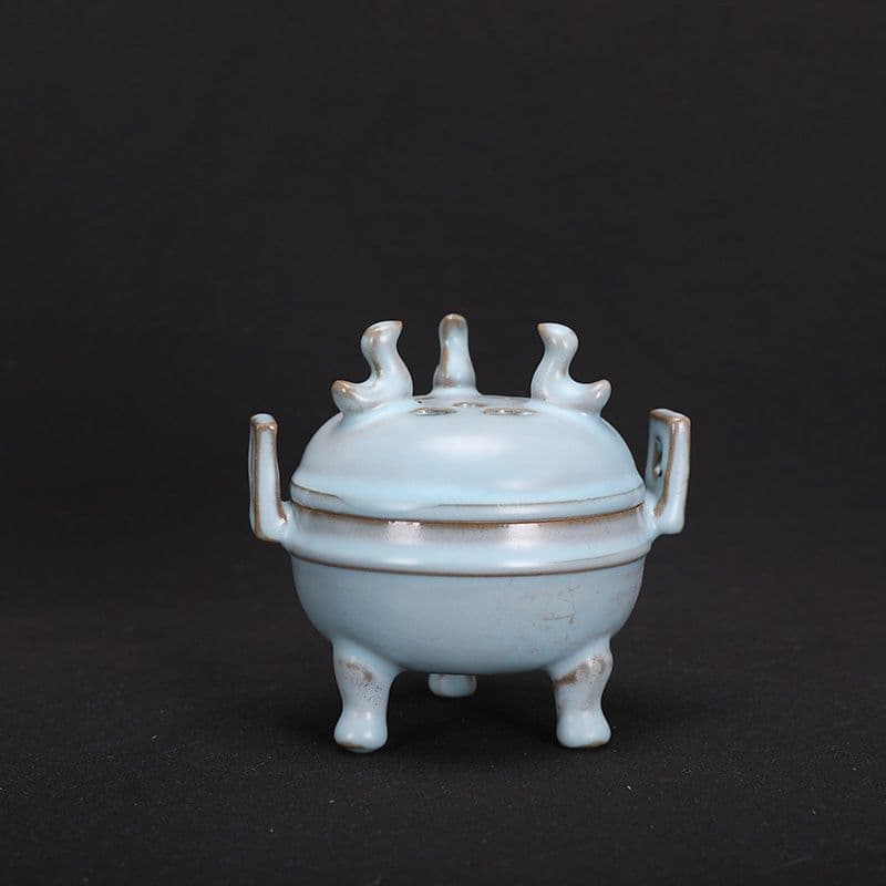 宋汝窯天青色三鳳鳥香炉 景徳鎮 陶磁器 装飾品 現代工芸品 美術品 置物